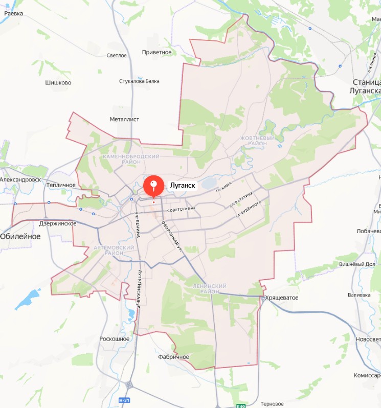 карта Луганска